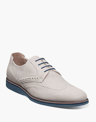 Luxley Wingtip Oxford in Chalk Suede for $150.00