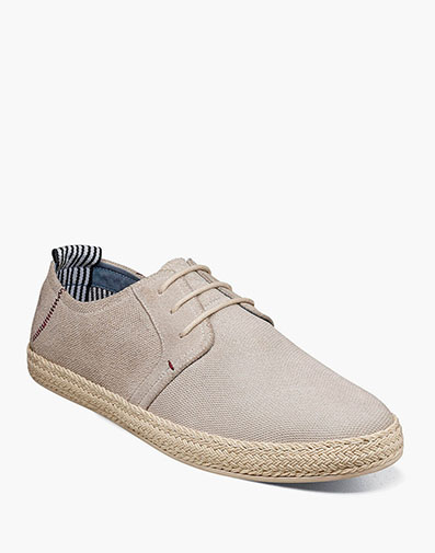Nicolo Plain Toe Lace Up Espadrille Chalk Suede