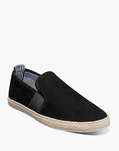 Nino Plain Toe Slip On Espadrille Black Suede