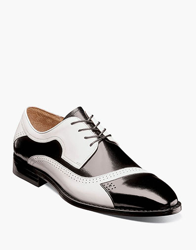 Paxton Modified Cap Toe Oxford in Black w/White for $$175.00