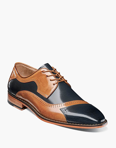 Paxton Modified Cap Toe Oxford in Navy Multi for $$175.00