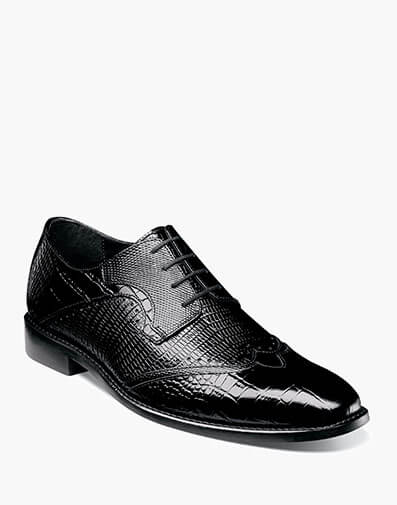 Gregorio Leather Sole Wingtip Oxford in Black for $$140.00