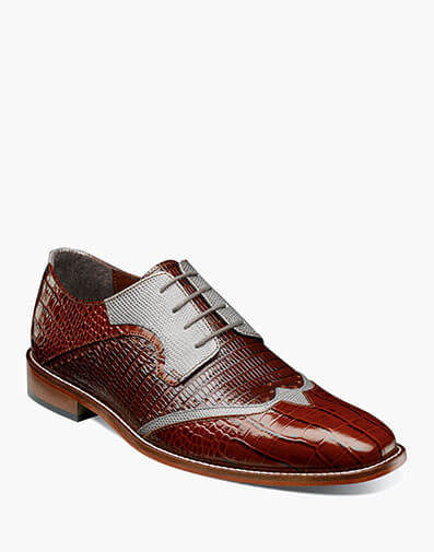 Gregorio Leather Sole Wingtip Oxford in Cognac Multi for $$140.00