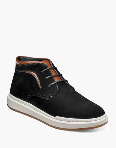 Corbin Plain Toe Chukka Boot Black Suede
