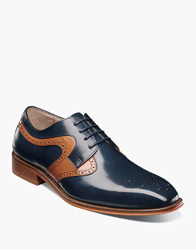 Palmer Plain Toe Medallion Oxford in Navy Multi for $$175.00