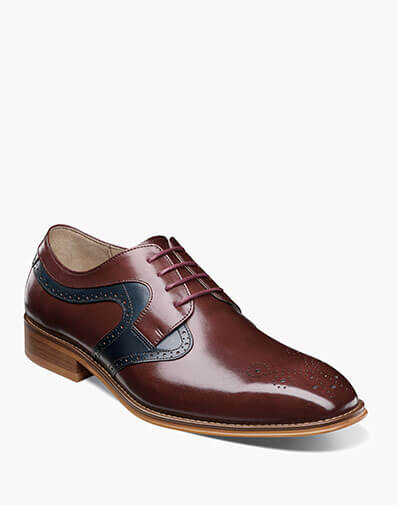 Palmer Plain Toe Medallion Oxford in Burgundy Multi for $$175.00