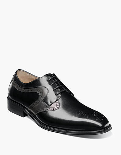 Palmer Plain Toe Medallion Oxford in Black/Gray for $$175.00