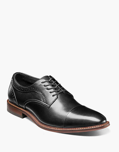 Maddox Cap Toe Oxford in Black Smooth for $155.00