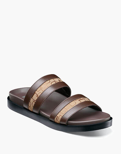 Metro Double Strap Slide Sandal in Brown Multi for $$80.00