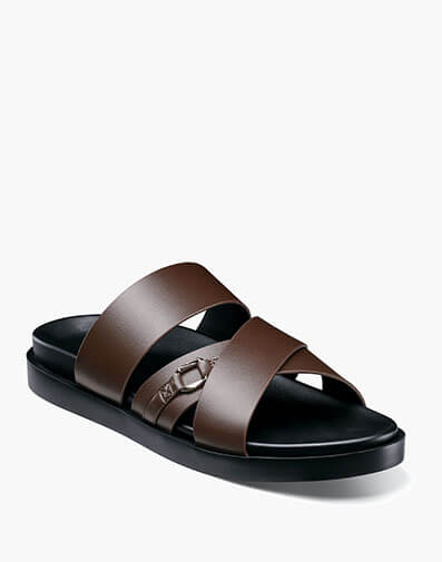 Modesto Cross Strap Ornament Slide Sandal in Chocolate for $$63.99