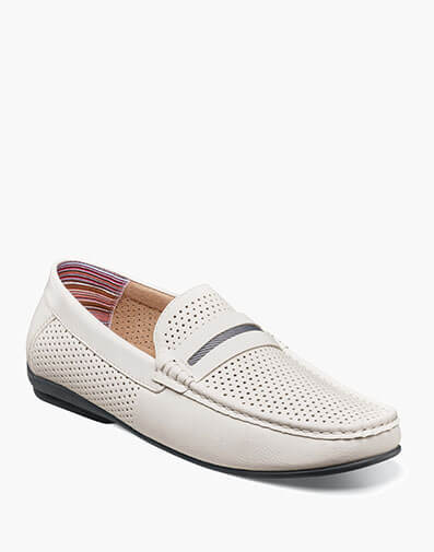 Corby Moc Toe Saddle Slip On White