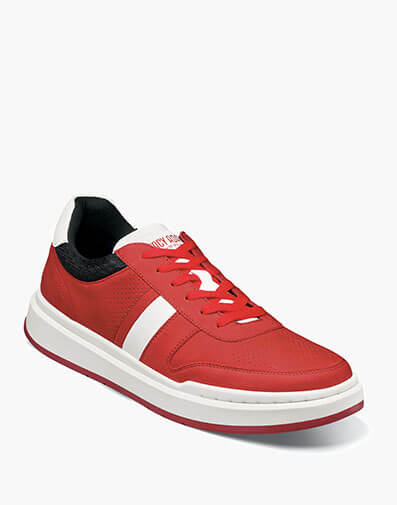 Currier Moc Toe Lace Up Sneaker Red