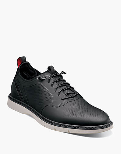 Synchro Plain Toe Elastic Lace Up Oxford Black