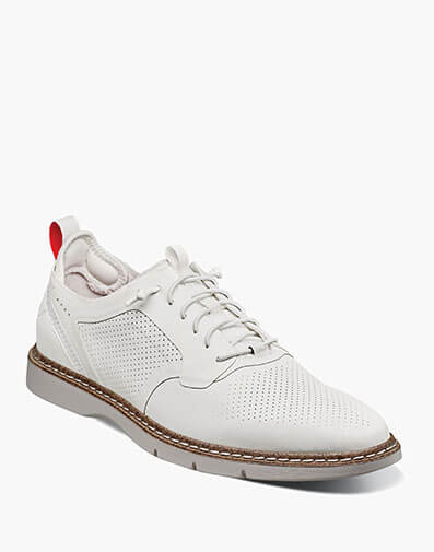 Synchro Plain Toe Elastic Lace Up Oxford in White for $$130.00