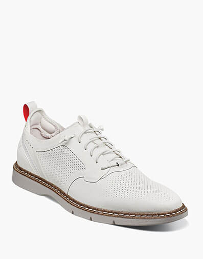 Synchro Plain Toe Elastic Lace Up Oxford White