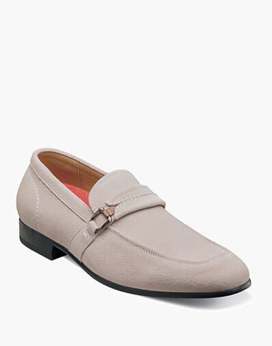 Quillan Moc Toe Ornament Slip On in Chalk Suede for $130.00