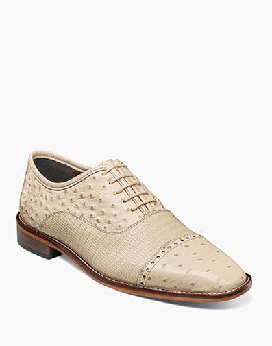 Rodano Leather Sole Cap Toe Oxford in Ivory for $140.00