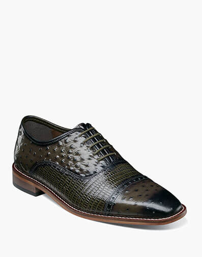 Rodano Leather Sole Cap Toe Oxford in Olive for $140.00