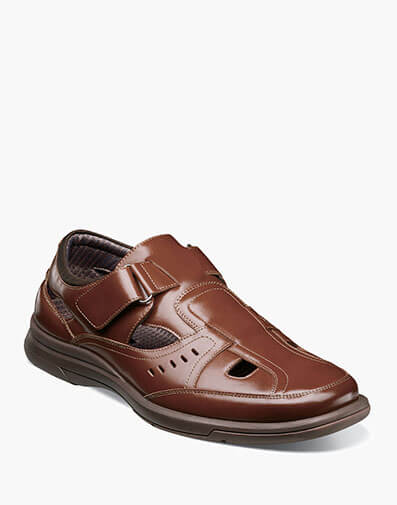 Scully Closed Toe Fisherman Sandal in Cognac Smooth for $$90.00