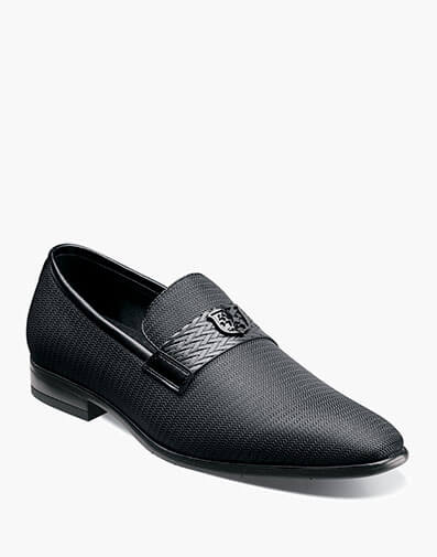 Tazzi Plain Toe Saddle Ornament Slip On Black