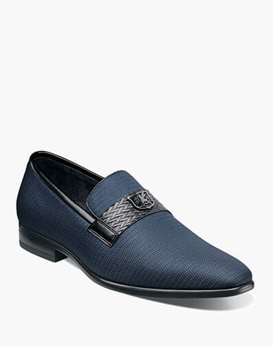 Tazzi Plain Toe Saddle Ornament Slip On Navy Multi