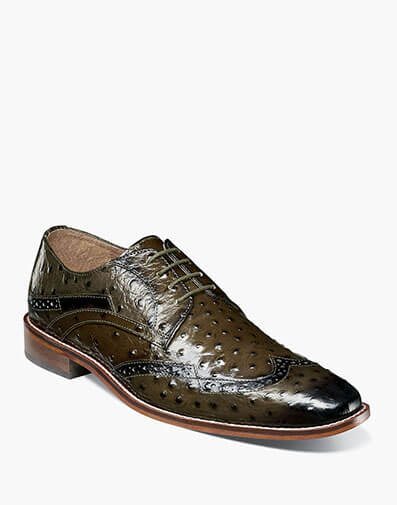 Gennaro Wingtip Oxford in Olive for $140.00