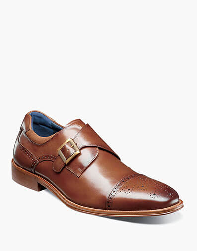 Mathis Cap Toe Monk Strap in Cognac for $$175.00