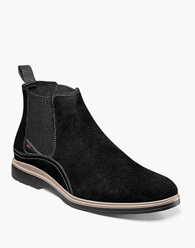 Tigran Plain Toe Chelsea Boot in Black Suede for $160.00