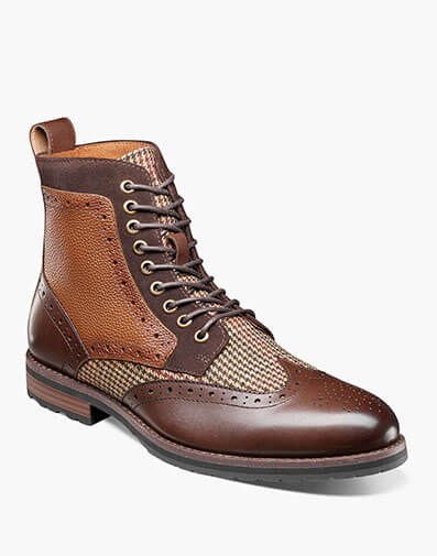 Oswyn Wingtip Lace Up Boot in Brown Multi for $175.00