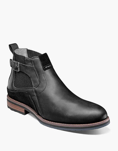 Oskar Plain Toe Chelsea Boot in Black Waxy for $160.00
