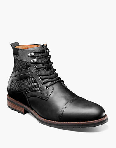 Osiris Cap Toe Lace Up Boot in Black Waxy for $$175.00