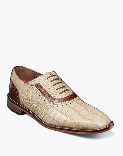 Riccardi Plain Toe Oxford in Ivory Multi for $$185.00