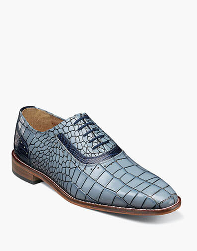 Riccardi Plain Toe Oxford in Light Blue Multi for $$185.00