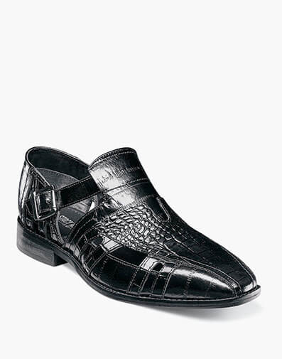Calvino Leather Sole City Sandal in Black for $$134.90