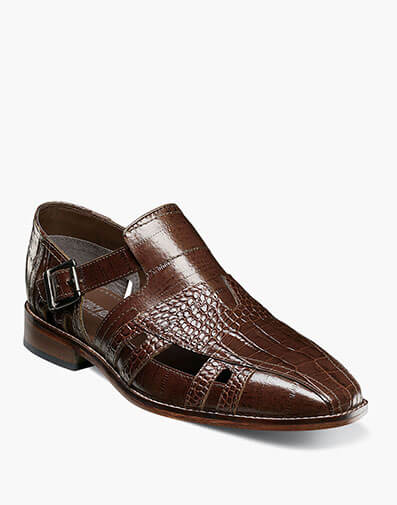 Calvino Leather Sole City Sandal in Cognac for $$134.90
