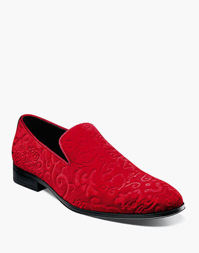 Saunders Debossed Velour Slip On Red