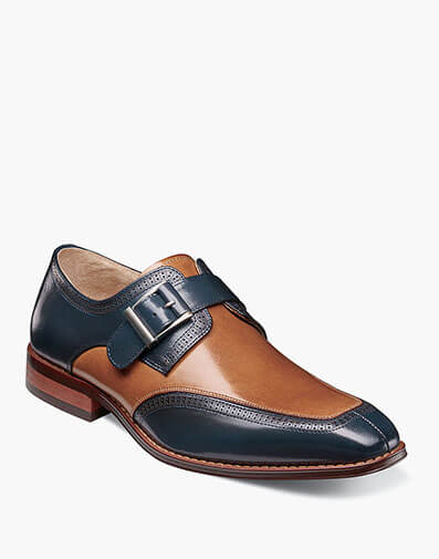 Garven Moc Toe Monk Strap in Navy Multi for $$122.49