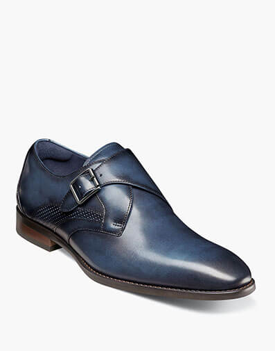 Karcher Plain Toe Monk Strap in Navy for $$155.00