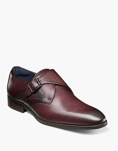 Karcher Plain Toe Monk Strap in Burgundy for $$155.00