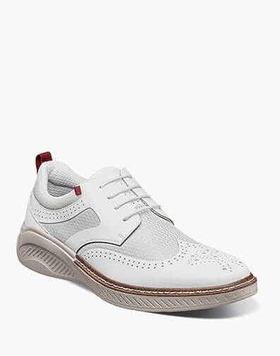 Beckham Wingtip Lace Up in White for $135.00