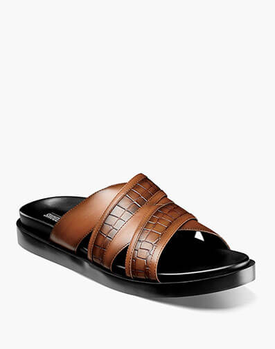 Mondo Cross Strap Slide Sandal in Cognac for $$80.00