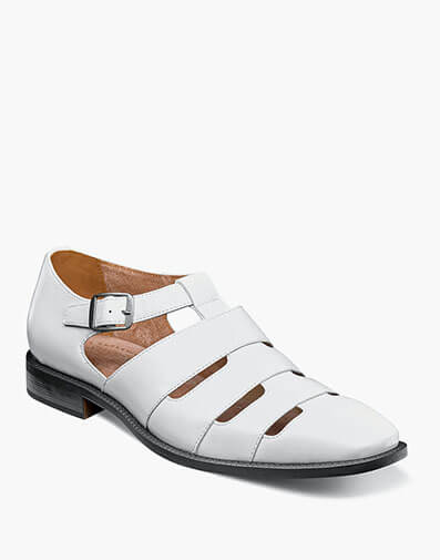 Calderon Closed Toe City Sandal in White for $$140.00