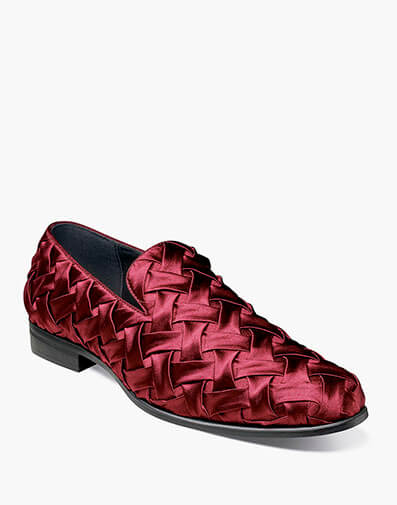 Savoir Plain Toe Satin Slip On in Burgundy for $$120.00