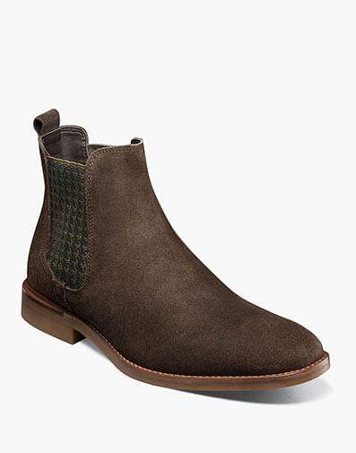 Gabriel Plain Toe Chelsea Boot in Brown Suede for $$175.00