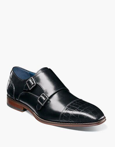 Pierson Cap Toe Double Monk Strap in Black for $$180.00