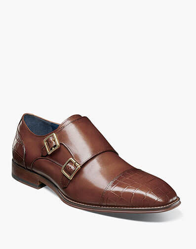 Pierson Cap Toe Double Monk Strap in Cognac for $$180.00