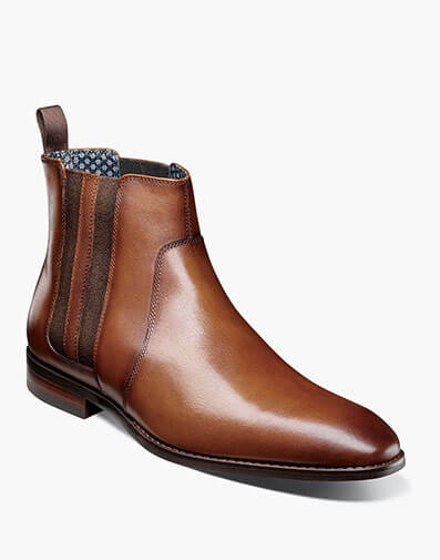 Kalen Plain Toe Chelsea Boot in Cognac for $$200.00