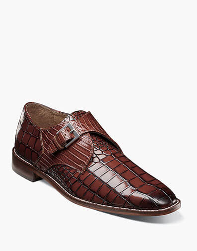 Rapino Plain Toe Monk Strap in Cognac for $$104.90