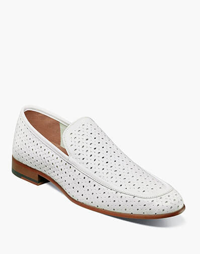 Winden Moc Toe Perf Slip On in White for $$150.00