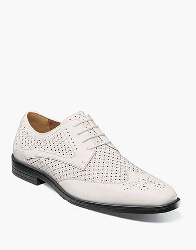 Asher Wingtip Lace Up White